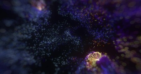 Poster - animated colorful particle fx on black background. seamless 4k loop