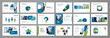 Business presentation infographic template set. Keynote presentation background, slide templates, website ideas, brochure cover design, landing page, annual report brochure. Vector Illustration