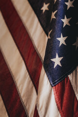 Vertical shot of the flag of the United States of America.