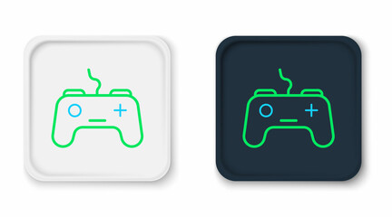 Sticker - Line Gamepad icon isolated on white background. Game controller. Colorful outline concept. Vector