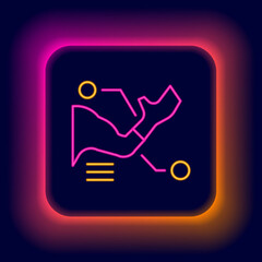 Sticker - Glowing neon line Prosthesis hand icon isolated on black background. Futuristic concept of bionic arm, robotic mechanical hand. Colorful outline concept. Vector