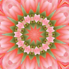 Poster - Abstract kaleidoscope background in red and green colors