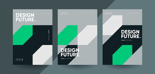 Poster - futuristic bauhaus brochure templates. minimalist design concept.