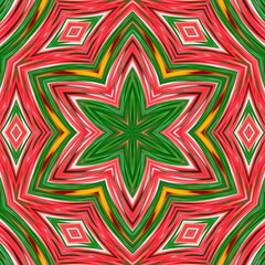 Poster - Abstract kaleidoscope background in red and green colors