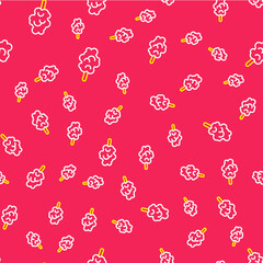 Wall Mural - Line Cotton candy icon isolated seamless pattern on red background. Vector