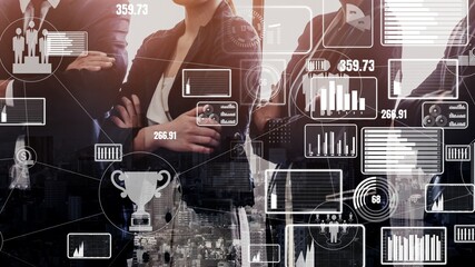 Poster - conceptual business dashboard for financial data analysis . 3d render computer graphic .