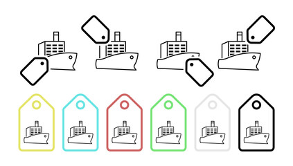 Poster - Ship cargo vector icon in tag set illustration for ui and ux, website or mobile application
