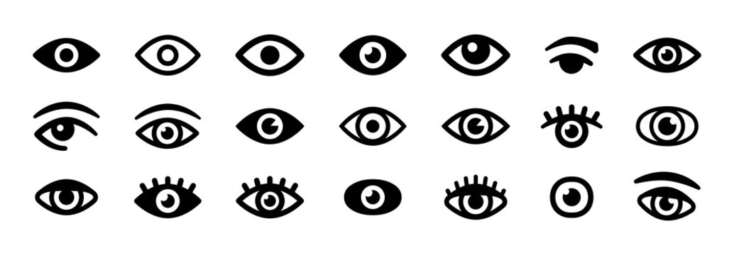 eye icon set. eyesight symbol. simple eye collection.