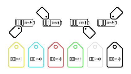 Poster - Battery charging vector icon in tag set illustration for ui and ux, website or mobile application
