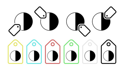 Poster - Contrast black and white vector icon in tag set illustration for ui and ux, website or mobile application
