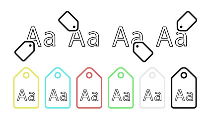 Poster - Abc letter a vector icon in tag set illustration for ui and ux, website or mobile application
