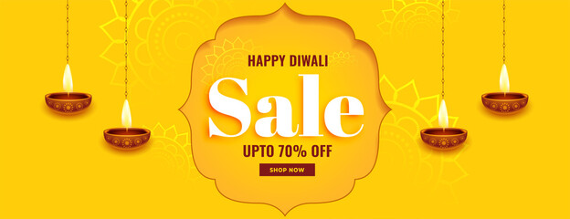 Canvas Print - yellow banner for diwali festival sale