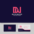 Simple and Minimalist Bright Pink Geometric Overlapping Letter DW Monogram Initial Logo