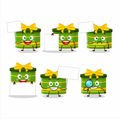 Wall Mural - Green round gift cartoon character bring information board