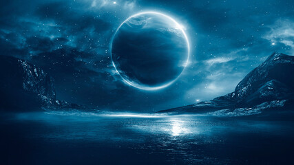 Wall Mural - abstract fantastic space of the universe. space background with nebula and stars. dark space backgro
