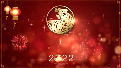 Poster - Chinese New Year, year of the Tiger 2022, also known as the Spring Festival with the Chinese tiger zodiac astrological decoration for background decoration