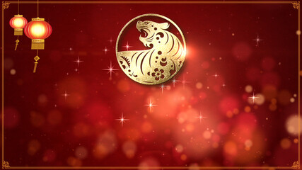 Poster - Chinese New Year, year of the Tiger 2022, also known as the Spring Festival with the Chinese tiger zodiac astrological decoration for background decoration