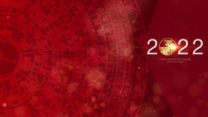 Poster - Chinese New Year, year of the Tiger 2022, also known as the Spring Festival with the Chinese tiger zodiac astrological decoration for background decoration