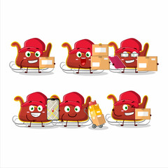 Wall Mural - Cartoon character design of santa carriage working as a courier