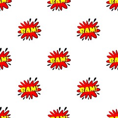 Poster - Bam explosion sound effect pattern seamless background texture repeat wallpaper geometric vector