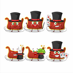 Sticker - A santa carriage Magician cartoon character perform on a stage