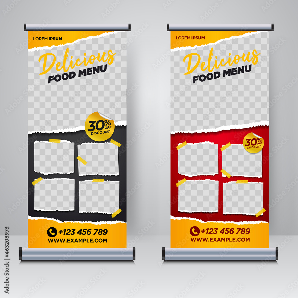 Food and Restaurant roll up banner design template Stock Vector | Adobe ...