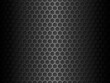 Vector metal hex grid seamless pattern on black background. Black iron hexagonal grill endless texture. Web page fill