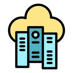 Poster - Cloud folders icon. Outline cloud folders vector icon color flat isolated