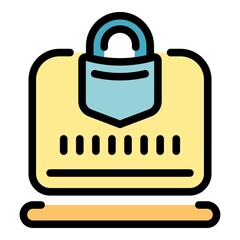 Poster - Laptop privacy icon. Outline laptop privacy vector icon color flat isolated