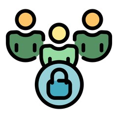 Poster - People privacy icon. Outline people privacy vector icon color flat isolated