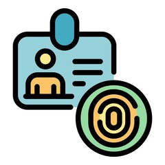 Poster - Badge privacy icon. Outline badge privacy vector icon color flat isolated