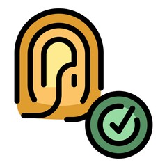 Poster - Security print finger icon. Outline security print finger vector icon color flat isolated