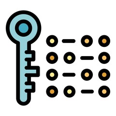 Sticker - Key password icon. Outline key password vector icon color flat isolated