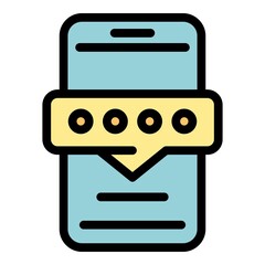 Poster - phone password icon. outline phone password vector icon color flat isolated