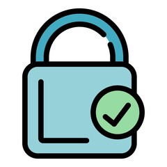 Poster - Lock done icon. Outline lock done vector icon color flat isolated