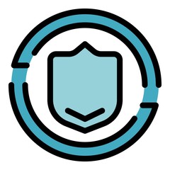 Poster - Shield protection icon. Outline shield protection vector icon color flat isolated