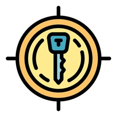 Poster - Target key icon. Outline target key vector icon color flat isolated