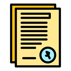 Poster - Assistance documents icon. Outline assistance documents vector icon color flat isolated