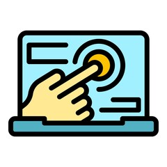 Poster - Touch assistance icon. Outline touch assistance vector icon color flat isolated