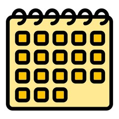 Sticker - Schedule calendar assistance icon. Outline schedule calendar assistance vector icon color flat isolated