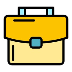 Poster - Suitcase icon. Outline suitcase vector icon color flat isolated
