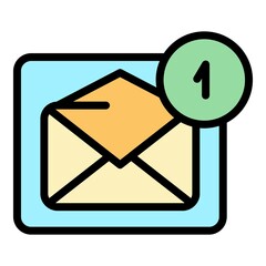 Poster - New email icon. Outline new email vector icon color flat isolated