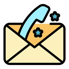 Poster - Phone email icon. Outline phone email vector icon color flat isolated