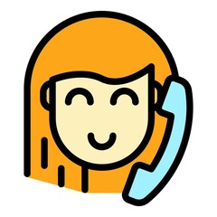 Poster - Client contact icon. Outline client contact vector icon color flat isolated