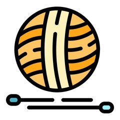 Poster - knitting woolen ball icon. outline knitting woolen ball vector icon color flat isolated