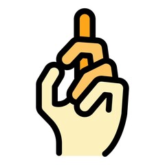 Sticker - Hand gesture one finger icon. Outline Hand gesture one finger vector icon color flat isolated