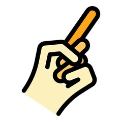 Poster - Hand gesture pistol icon. Outline Hand gesture pistol vector icon color flat isolated