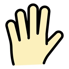 Poster - Hand gesture five fingers icon. Outline Hand gesture five fingers vector icon color flat isolated
