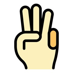Poster - Hand gesture three minutes icon. Outline Hand gesture three minutes vector icon color flat isolated