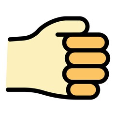 Poster - Hand gesture fist palm icon. Outline Hand gesture fist palm vector icon color flat isolated